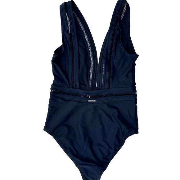 Ted Baker London Black Pointelle Deep V One Piece Swimsuit size 1= 4 US - Picture 10 of 12